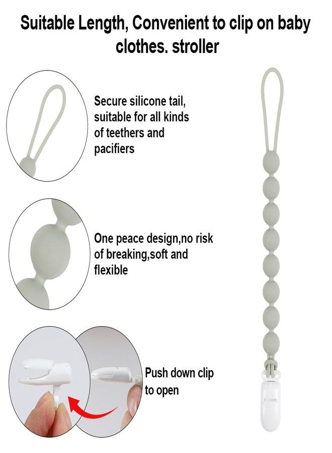AmazingM Baby Food Grade Silicone Teether Toy with One Piece Design Pacifier Clip Holder,Teething Toys Gift Set for 3 Months+ Boys and Girls,Freezer Safe,BPA Free. (Gray Raccoon) - Image 3